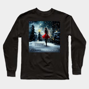 Christmas girl in a red dress - xmas art Long Sleeve T-Shirt